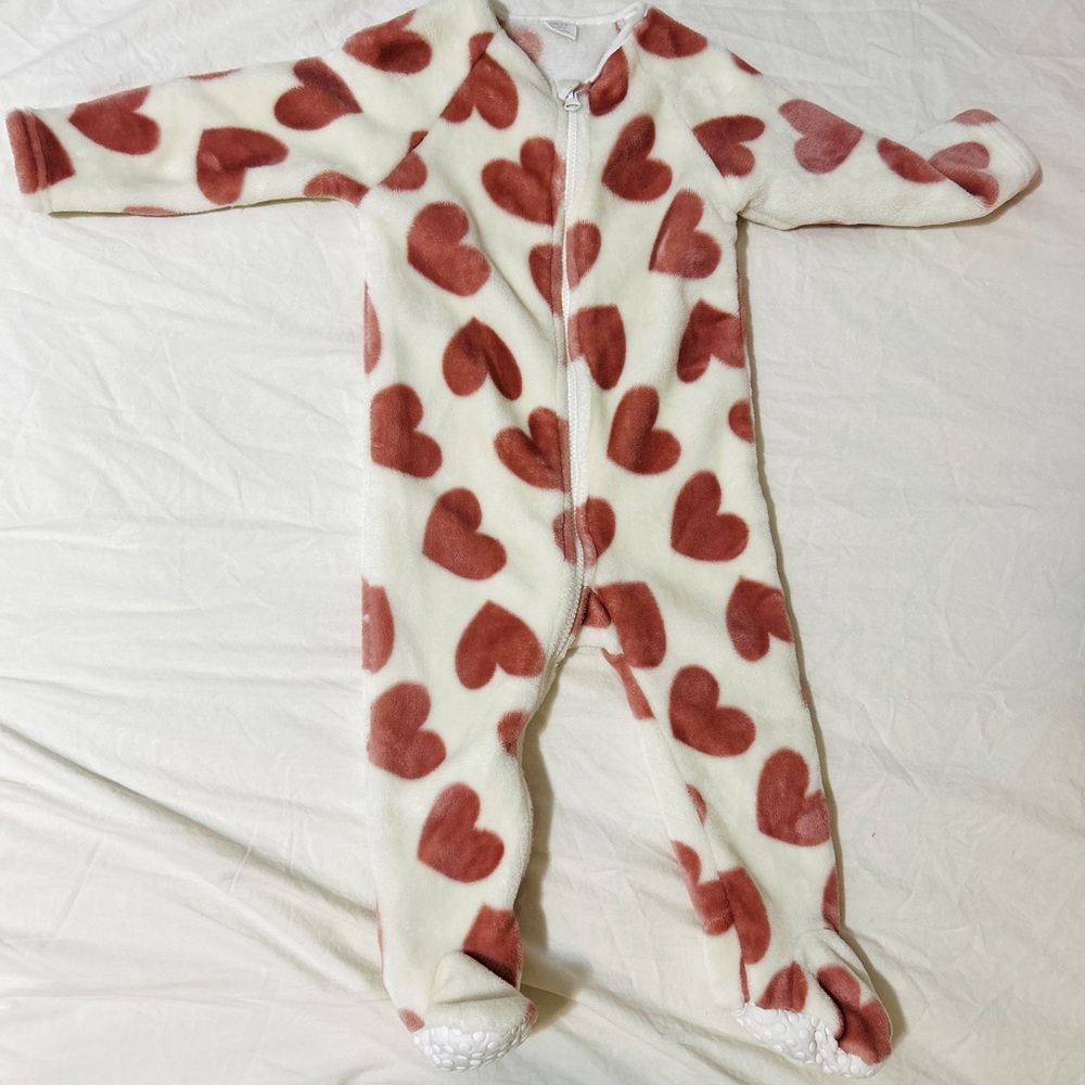 Cozy Heart Print Kids One Piece